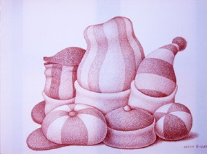 Cappelli e palloncini (sanguigna su carta)