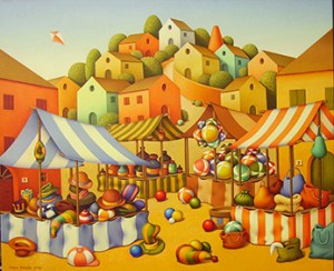 Il mercato della mia infanzia (olio su tela) 50x60 cm
