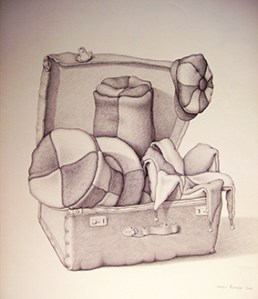 Cappelli nella valigia (matita su carta)